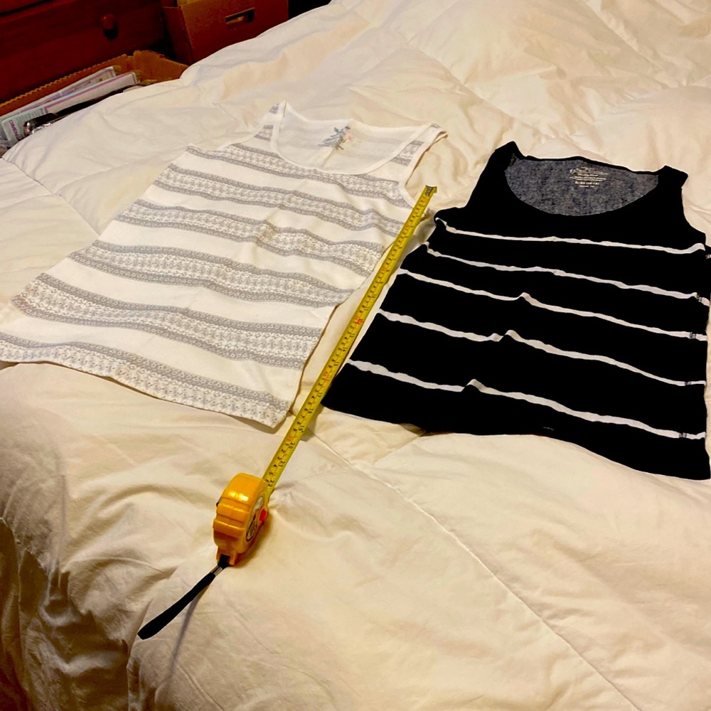 NWOT Faded Glory Tank Tops- 1-White & Gray and 1-Black & White, Size XL(16-18)